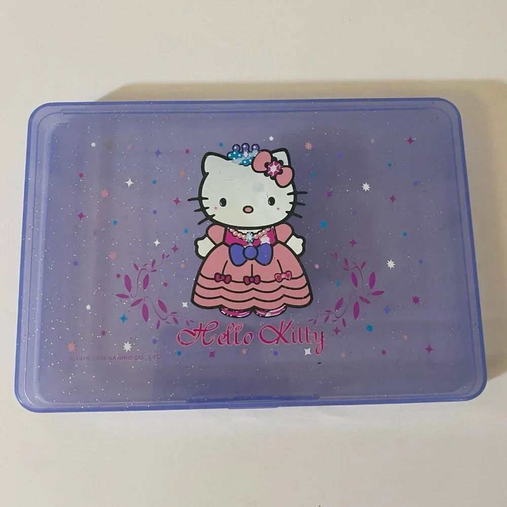 Sanrio 2005 Hello Kitty Clear Glitter Plastic Case